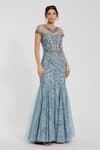 Buy_Mac Duggal_Blue Net Embroidery Crystal Sheer Sweetheart Top Iris Embellished Mermaid Gown _at_Aza_Fashions