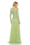 Shop_Mac Duggal_Green Net Embroidery Sequin Illusion High Neck Peridot Wave Gown_at_Aza_Fashions