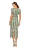 Shop_Mac Duggal_Green Net Embroidery Sequin High Brisa Embellished Crystal Fringe Column Dress_at_Aza_Fashions