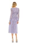 Mac Duggal_Purple Net Embroidery Sequin V Neck Bougainvillea Ruffled Midi Wrap Dress_Online_at_Aza_Fashions