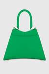 Shop_Mac Duggal_Green Plain Leather Small Angular Bag_at_Aza_Fashions