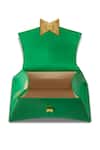 Shop_Mac Duggal_Green Plain Leather Small Angular Bag_Online_at_Aza_Fashions