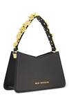 Buy_Mac Duggal_Black Embroidery Leather Mini Shoulder Bag _at_Aza_Fashions