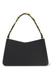 Shop_Mac Duggal_Black Embroidery Leather Mini Shoulder Bag _at_Aza_Fashions