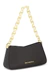 Buy_Mac Duggal_Black Plain Leather Shoulder Bag _at_Aza_Fashions