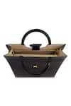 Shop_Mac Duggal_Black Crocodile Textured Embossed Leather Shopper Bag_at_Aza_Fashions