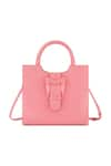 Buy_Mac Duggal_Pink Crocodile Textured Embossed Leather Medium Tote Bag _at_Aza_Fashions