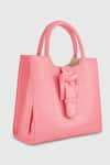 Mac Duggal_Pink Crocodile Textured Embossed Leather Medium Tote Bag _Online_at_Aza_Fashions