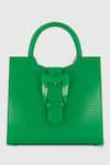 Buy_Mac Duggal_Green Crocodile Textured Embossed Leather Medium Tote Bag _Online_at_Aza_Fashions