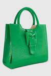 Shop_Mac Duggal_Green Crocodile Textured Embossed Leather Medium Tote Bag _Online_at_Aza_Fashions