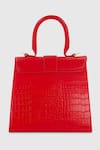 Shop_Mac Duggal_Red Crocodile Textured Embossed Leather Top Handle Medium Bag _at_Aza_Fashions