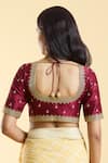 Shop_Samyukta Singhania_Maroon Mulberry Silk Embroidery Ditsy Flora Round Neck Blouse _at_Aza_Fashions