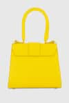 Shop_Mac Duggal_Yellow Crocodile Textured Embossed Leather Top Handle Mini Bag _Online_at_Aza_Fashions