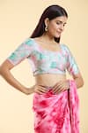 Buy_Nazaakat by Samara Singh_Grey Silk Blend Printed Patch Round Sequin Highlighted Blouse_Online_at_Aza_Fashions