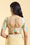 Shop_Nazaakat by Samara Singh_Gold Silk Blend Printed Patch Round Blouse_at_Aza_Fashions