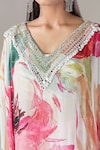 Shop_Basanti - Kapde Aur Koffee x AZA_Multi Color Georgette Printed Botanical Cape V Neck Sharara Set