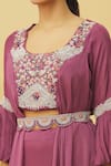 Samyukta Singhania_Purple Crop Top Dola Zardozi Embellished Asymmetric Hem Blouse With Lehenga _at_Aza_Fashions