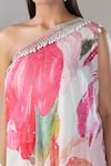 Shop_Basanti - Kapde Aur Koffee x AZA_Multi Color Georgette Printed Abstract Floral Tunic One Shoulder Sharara Set