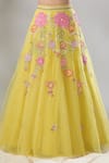 Buy_Basanti - Kapde Aur Koffee x AZA_Yellow Organza Embroidery Sequin Sweetheart Neck Floral Lehenga Set_Online_at_Aza_Fashions