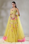 Basanti - Kapde Aur Koffee x AZA_Yellow Organza Embroidery Sequin Sweetheart Neck Floral Lehenga Set_at_Aza_Fashions