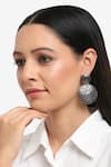 Buy_Ruby Raang_Grey Geometric Carved Cutwork Earrings_at_Aza_Fashions