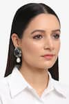 Buy_Ruby Raang_Multi Color Stone Tear Drop Carved Earrings _at_Aza_Fashions