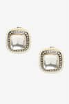 Ruby Raang_White Kundan Pearl Embellished Stud Earrings _Online_at_Aza_Fashions