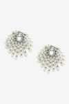 Ruby Raang_Silver Plated Pearl Embellished Earrings_Online_at_Aza_Fashions
