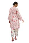 Shop_Sage Saga_Pink Lawn Cotton Printed Floral V Neck Straight Kurta Set 