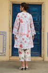 Shop_Sage Saga_Blue Lawn Cotton Printed Botanical V Neck Kurta Set _at_Aza_Fashions