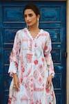 Buy_Sage Saga_Blue Lawn Cotton Printed Botanical V Neck Kurta Set 