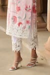 Buy_Sage Saga_Pink Lawn Cotton Printed Botanical Notched Round Straight Kurta Palazzo Set _Online_at_Aza_Fashions