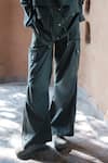 The Terra Tribe_Green Organic Cotton Solid Parachute Trousers _Online_at_Aza_Fashions