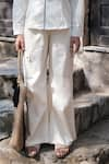 The Terra Tribe_Off White Organic Cotton Solid Plain Parachute Trousers _Online_at_Aza_Fashions