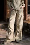 The Terra Tribe_Beige Organic Cotton Solid Parachute Trousers _Online_at_Aza_Fashions