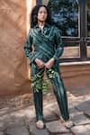 Buy_The Terra Tribe_Green Organic Cotton Printed Striped Pattern Straight-legged Pant_at_Aza_Fashions