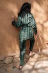 Shop_The Terra Tribe_Green Organic Cotton Printed Striped Pattern Straight-legged Pant_at_Aza_Fashions