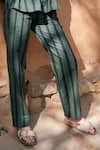 The Terra Tribe_Green Organic Cotton Printed Striped Pattern Straight-legged Pant_Online_at_Aza_Fashions