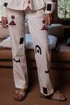 The Terra Tribe_Off White Organic Cotton Printed Triangle Pattern Straight-legged Pant_Online_at_Aza_Fashions