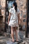 Shop_The Terra Tribe_Off White Organic Cotton Printed Abstract Collared Sunrise Short Dress _at_Aza_Fashions