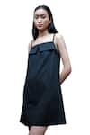 The Terra Tribe_Black Organic Cotton Solid Square Rachel Slip Dress _Online_at_Aza_Fashions