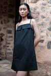 Buy_The Terra Tribe_Black Organic Cotton Solid Square Rachel Slip Dress _Online_at_Aza_Fashions