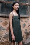 The Terra Tribe_Green Organic Cotton Solid Square Rachel Plain Slip Dress _Online_at_Aza_Fashions