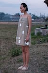 Buy_The Terra Tribe_Beige Organic Cotton Printed Geometric Square Rachel Slip Dress _at_Aza_Fashions