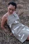 The Terra Tribe_Beige Organic Cotton Printed Geometric Square Rachel Slip Dress _Online_at_Aza_Fashions