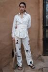 Buy_The Terra Tribe_Off White Organic Cotton Plain Collared Nara Button Down Front Knot Shirt _at_Aza_Fashions