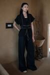 The Terra Tribe_Black Organic Cotton Solid Friday Flared Pant_at_Aza_Fashions