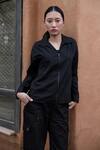 Buy_The Terra Tribe_Black Organic Cotton Plain Collared Arizona Shirt_at_Aza_Fashions