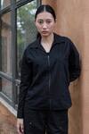 Buy_The Terra Tribe_Black Organic Cotton Plain Collared Arizona Shirt_Online_at_Aza_Fashions