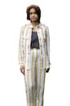 The Terra Tribe_Yellow Linen Printed Striped Collar Arizona Pattern Shirt _Online_at_Aza_Fashions